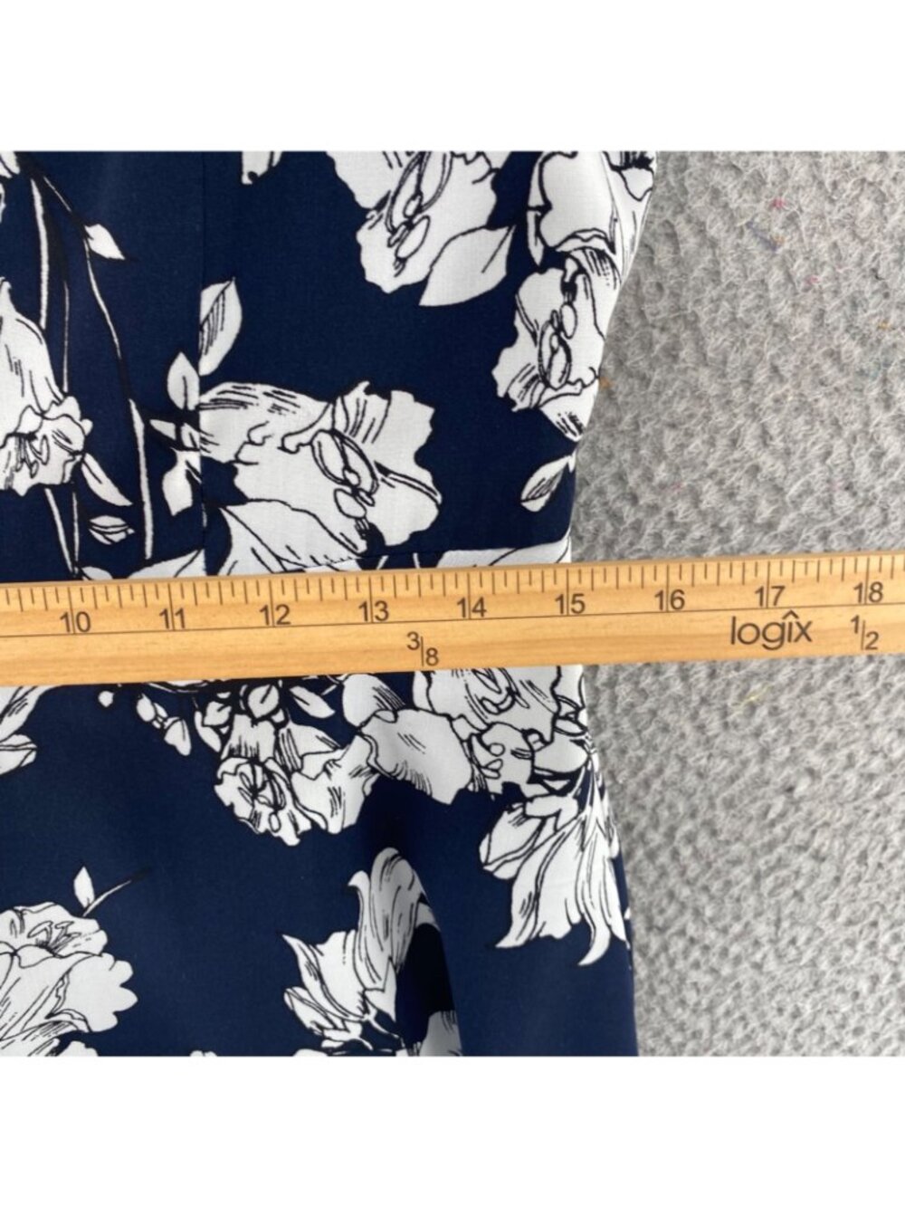 Ann Taylor LOFT Dress Womens 6 Navy Floral Bell Flowers Fit & Flare Sleeveless - Picture 8 of 10
